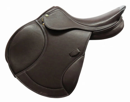 Henri de Rivel Millennium Covered Close Contact Jumping Saddle - Deep Seat Saddle with Molded Knee & Thigh Pads in dark brown leather