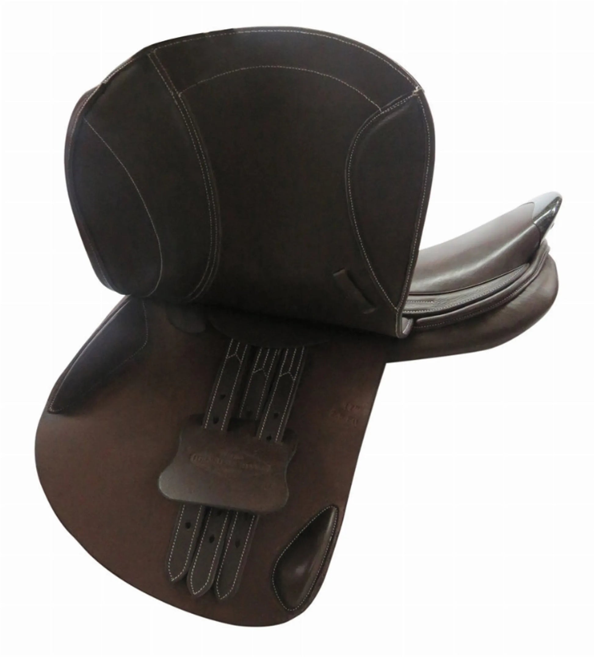 Henri de Rivel Millennium Covered Close Contact Saddle in dark brown leather for equestrian use with padded seat and flaps