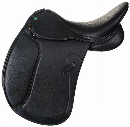 Henri de Rivel Dresseur Dressage Saddle in black designed for comfort and performance in equestrian activities
