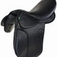 Henri de Rivel Dresseur Dressage Saddle in black, smooth leather with ergonomic seat and knee rolls for horse riding