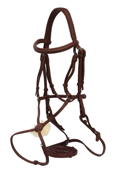 Henri de Rivel Kushy Plain Raised Figure Eight Noseband Bridle, Cob, Australian nut/1