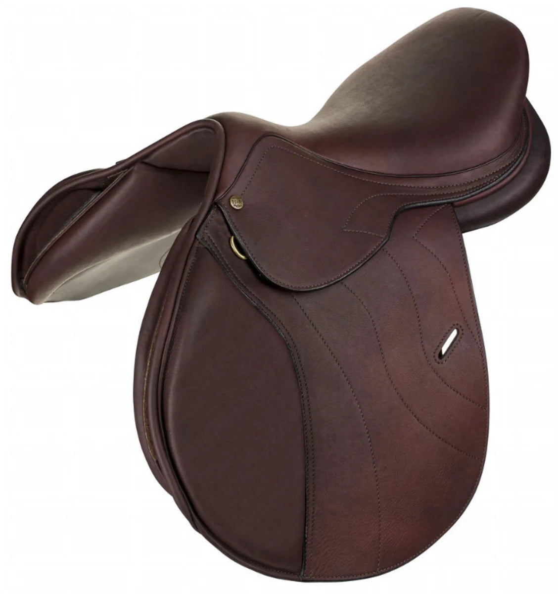 Henri De Rivel Laureate Leather IGP Saddle in rich brown leather designed for comfort and performance in horse riding