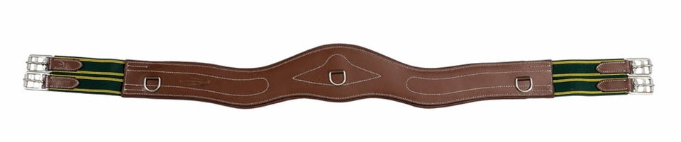 Contoured Leather Girth - Anatomical English Saddle Girth with Elastic, Australian nut/46, view 6