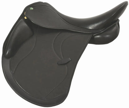 Dressage Saddle - Henri de Rivel Ventura Covered Leather Flocked Dressage Saddle with Knee Blocks in black leather