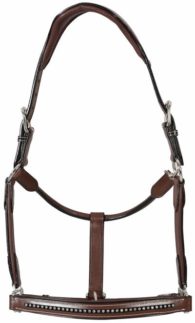 Padded Crystal Halter - Luxury Leather Halter with Sparkling Crystals, Australian nut/COB
