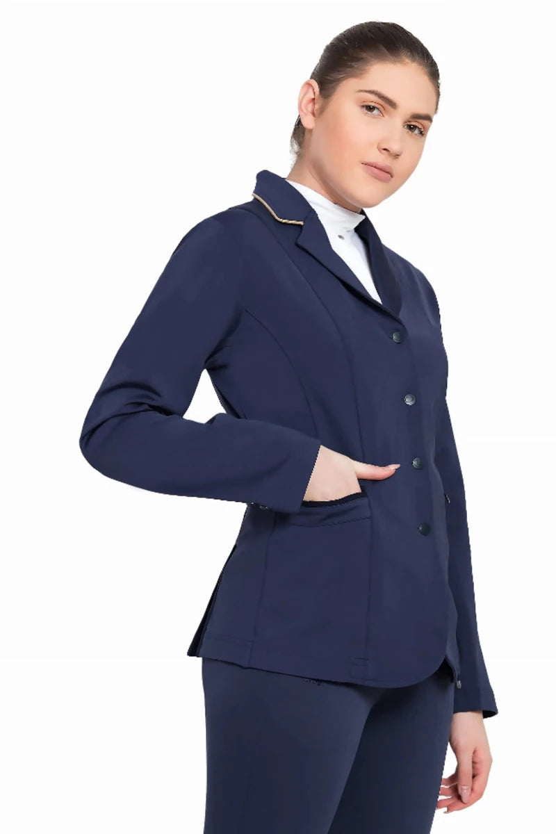 Women's Show Coat - Stretch Competition Jacket with Contrast Piping, Caribou/SMALL