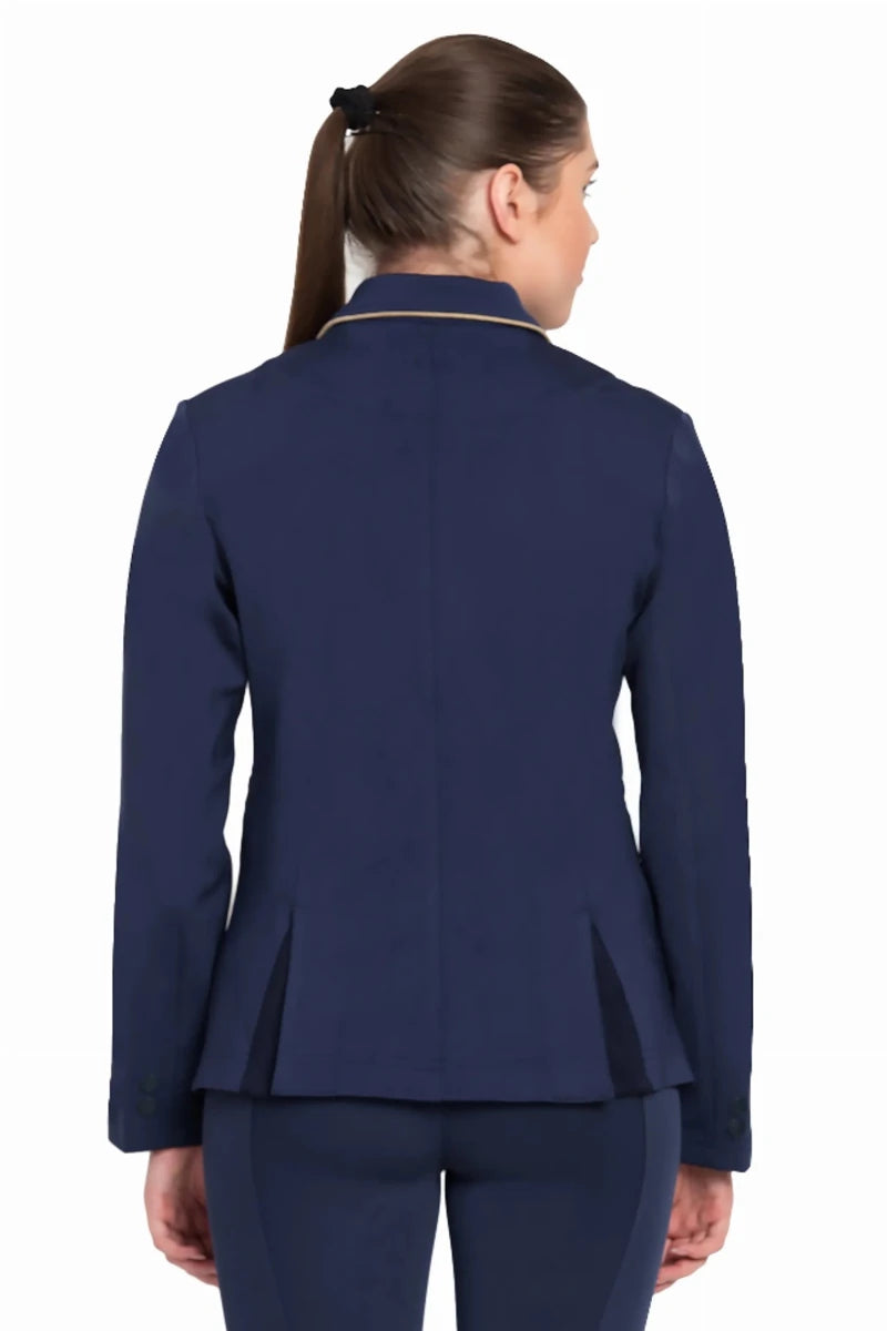Women's Show Coat - Stretch Competition Jacket with Contrast Piping, Wine/X-LARGE, view 3