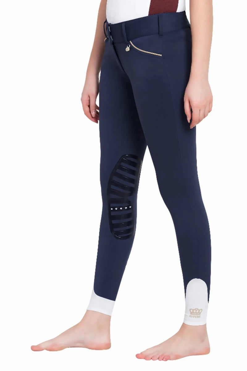 George H Morris Ladies Add Back Silicone Knee Patch Breeches, Ec navy/28, view 10