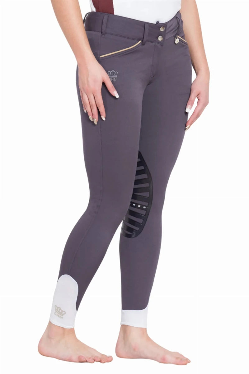 George H Morris Ladies Add Back Silicone Knee Patch Breeches, Graphite/30, view 18