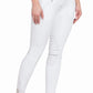 Model wearing white Women's Riding Breeches - Coolmax Microfiber with Silicone Knee Patches, side view, hands relaxed