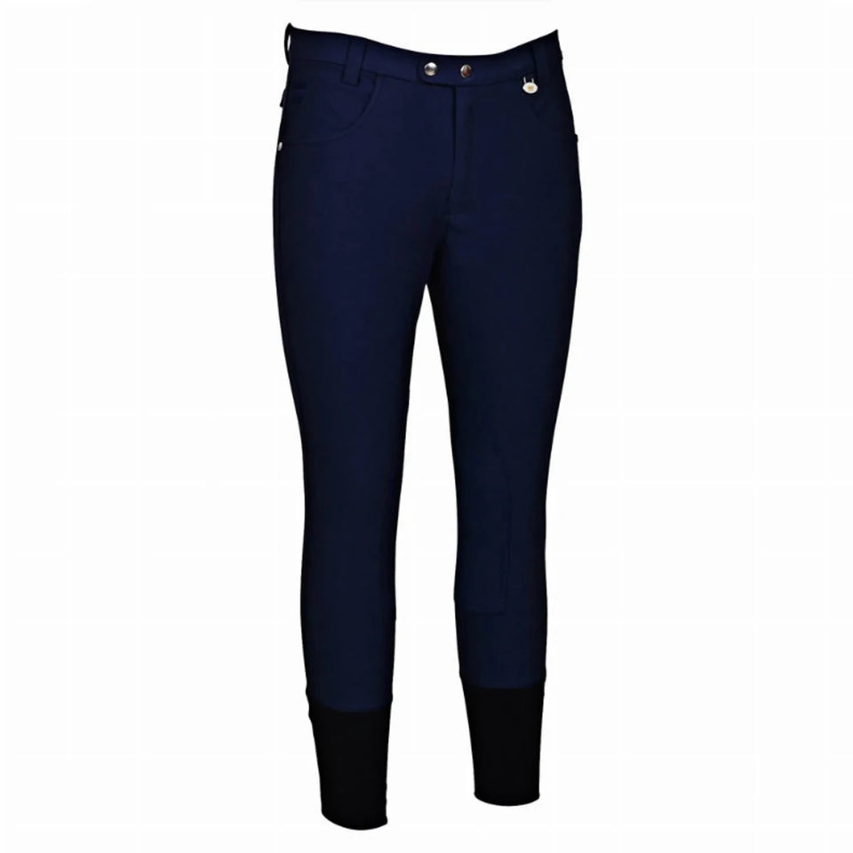 Men's Riding Breeches - Bamboo Cotton Knee Patch Breeches with, Ec navy/38, view 6