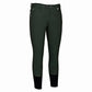 Men's Riding Breeches - Bamboo Cotton Knee Patch Breeches with UltraGripp in dark green with black ankle cuffs for equestrian use