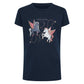 Imperial Riding Kids Tech Top Sky-Navy-128 with winged horse graphic on navy blue short sleeve shirt