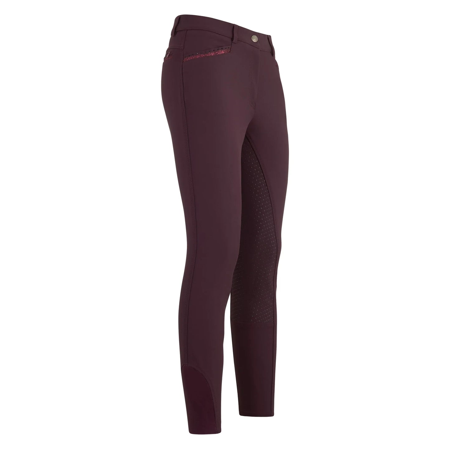 Imperial Riding Breeches IRHEl Capone FullGrip- Bordeaux - 34 EU in burgundy with full grip knee patches for equestrian use