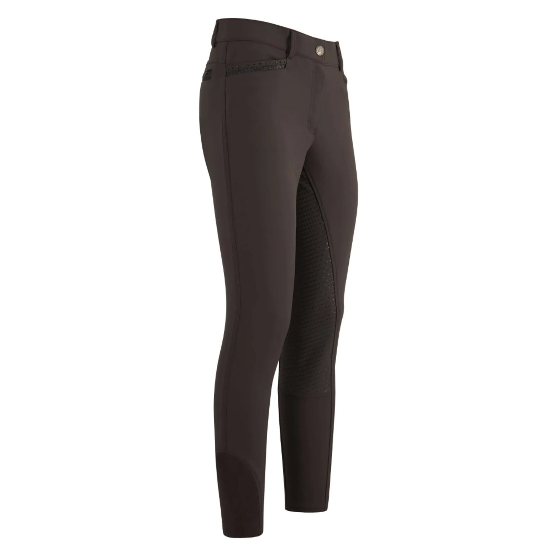 Imperial Riding Breeches IRHEl Capone FullGrip- Bordeaux - 34 EU in dark Bordeaux color with full grip knee patches for equestrian use