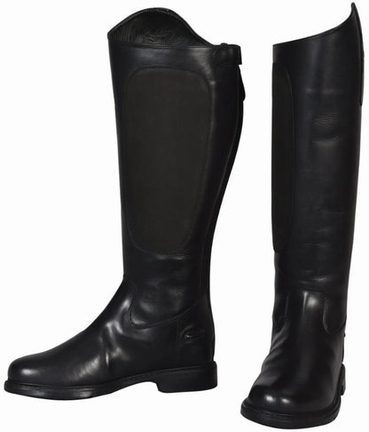Women's Wide Calf Dress Boots - TuffRider Plus Rider Leather Tall Boots with Dual Elastic Gussets - Color: Black | Pack Of: 1