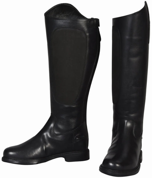 Women's Wide Calf Dress Boots - TuffRider Plus Rider Leather Tall Boots with Dual Elastic Gussets - Color: Black | Pack Of: 1