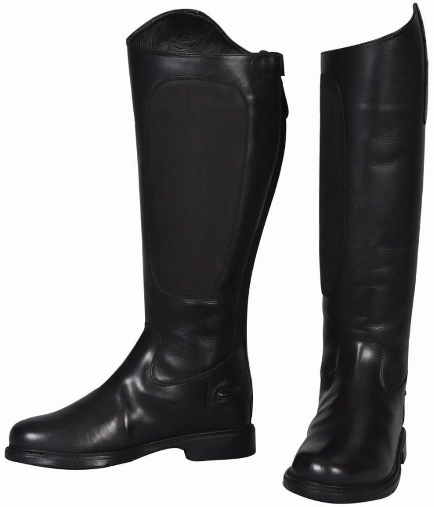 Women's Wide Calf Dress Boots - TuffRider Plus Rider Leather Tall Boots with Dual Elastic Gussets - Color: Black | Pack Of: 1