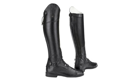 Women's Leather Field Boots - Back Zipper Tall Riding Boots with Memory Foam Footbed - TuffRider Olympia in black leather