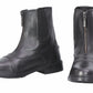TuffRider Ladies Perfect Front Zip Paddock Boots in black leather with front zipper and elastic side panel for riding.