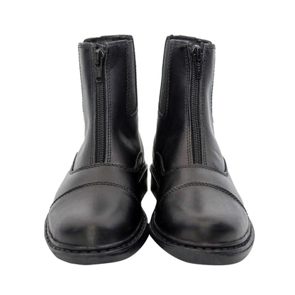 TuffRider Children's Perfect Front Zip Paddock Boots black smooth leather durable equestrian footwear