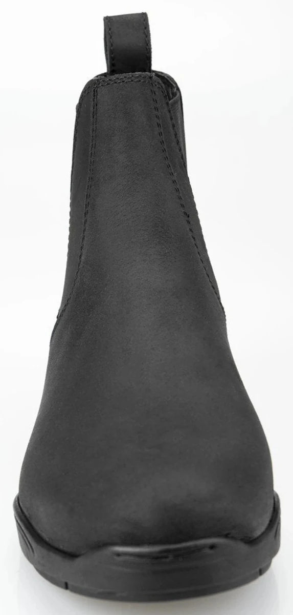 Women's Paddock Boots - Pull-On Equestrian Riding Boots with Elastic Gussets & Coated Leather - TuffRider in black front view