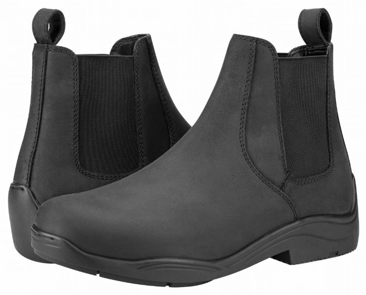 Women's Paddock Boots - Pull-On Equestrian Riding Boots with Elastic Gussets & Coated Leather - TuffRider in black