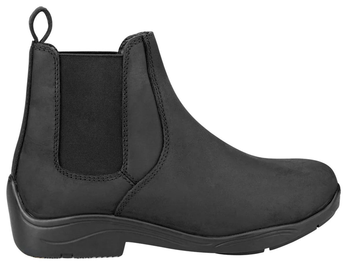 Women's Paddock Boots - Pull-On Equestrian Riding Boots with Elastic Gussets & Coated Leather - TuffRider in black side view