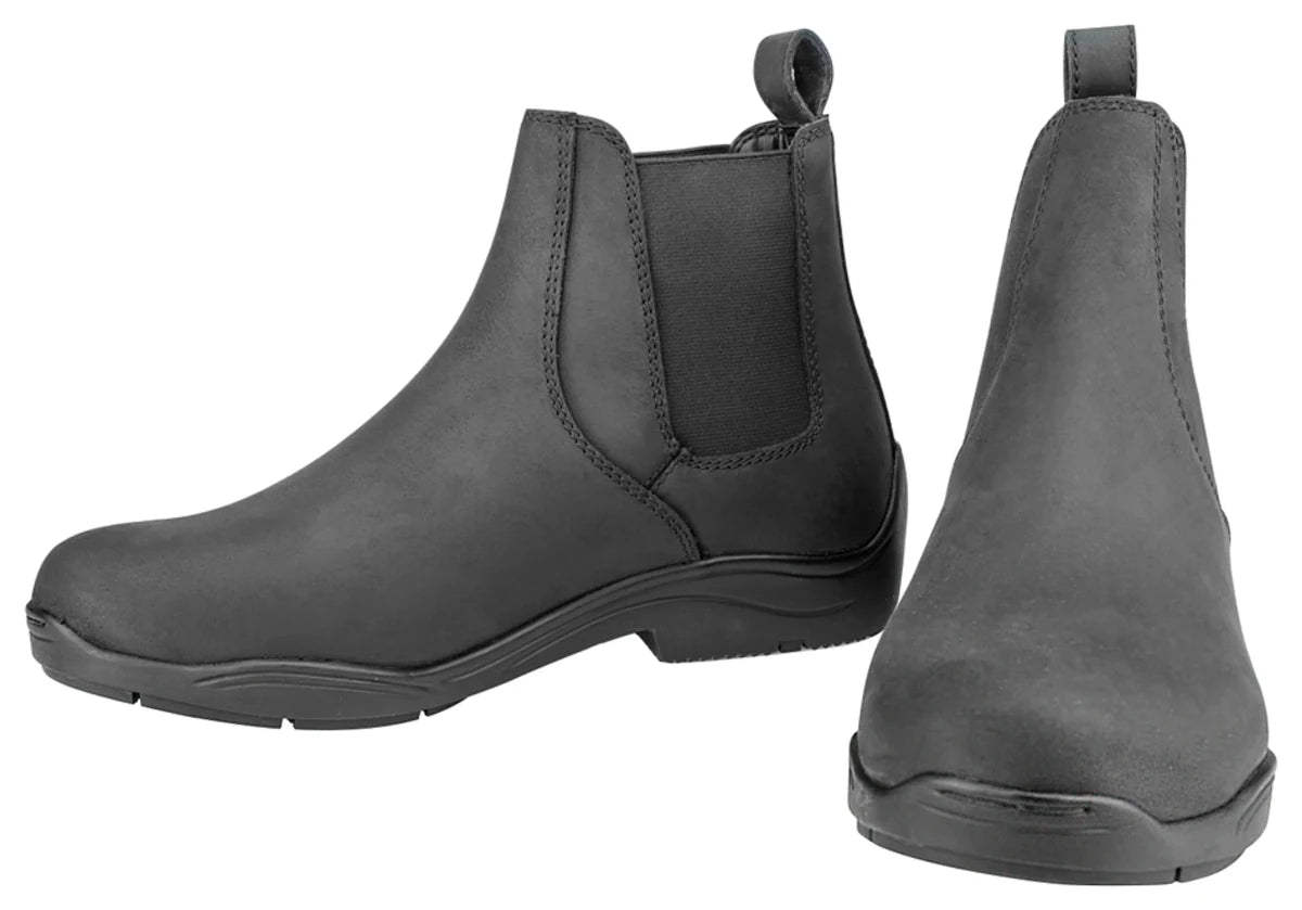 Women's Paddock Boots - Pull-On Equestrian Riding Boots with Elastic Gussets & Coated Leather - TuffRider in black