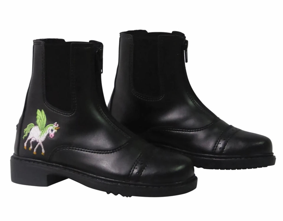 TuffRider Children's Unicorn Starter Front Zip Paddock Boots, black/11, view 9