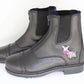 TuffRider Children's Starter Zebra Paddock Boots - Kids Front Zip Riding Boots with Fun Animal Design black boots with zebra detail