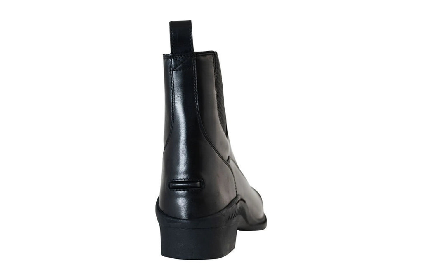 TuffRider Ladies Portofino Paddock Boot in black leather viewed from the back, stylish equestrian footwear.