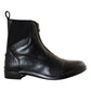 TuffRider Ladies Positano Paddock Boots in black leather with zipper and elastic side panels, equestrian style footwear
