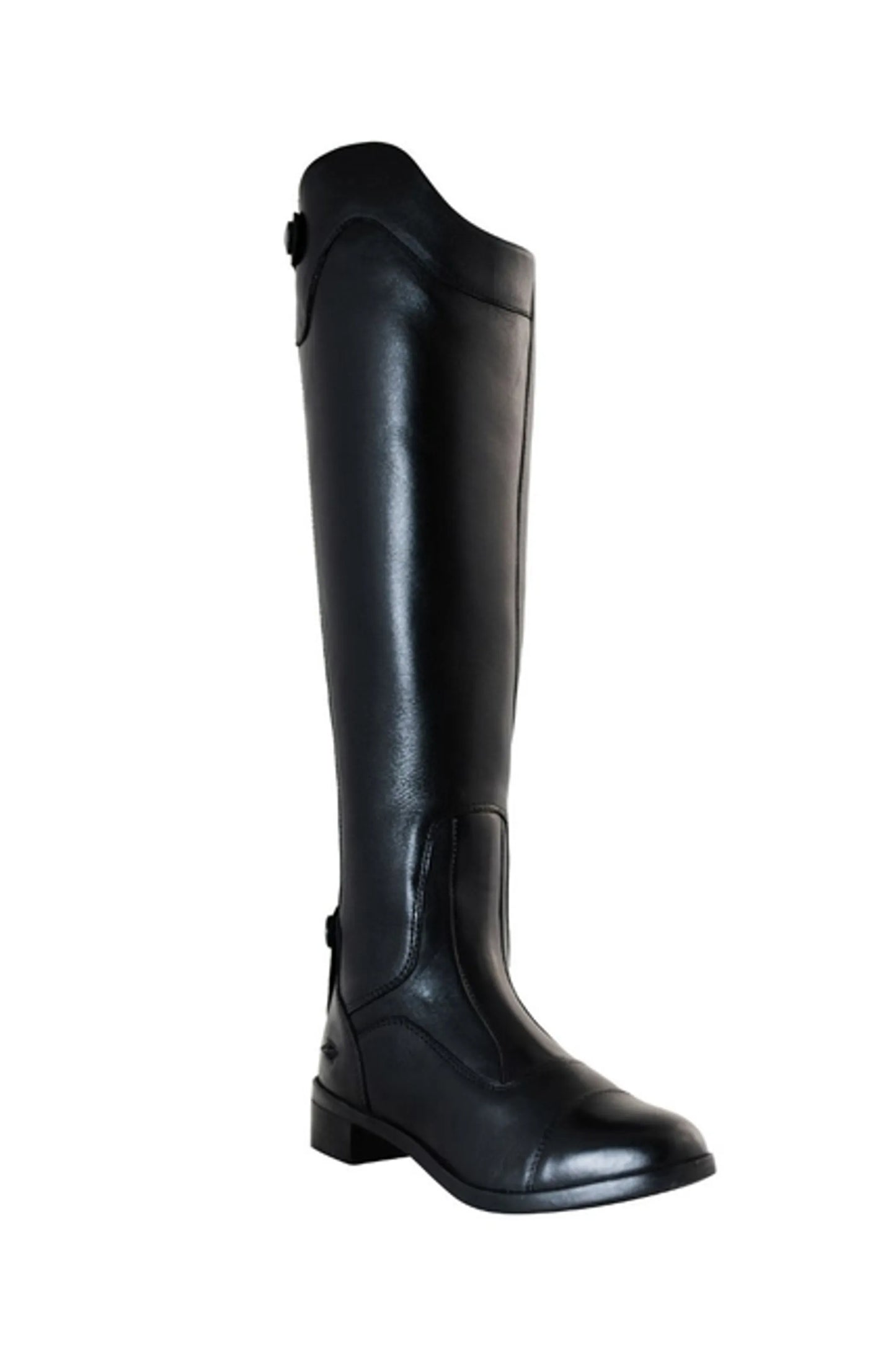 Black elegant TuffRider Ladies Milan Tall Riding Boot designed for equestrian use with smooth leather finish.
