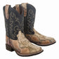 TuffRider Kid's Black Snake in My Boot Western Leather Boots with textured snake print and stitched black leather shaft