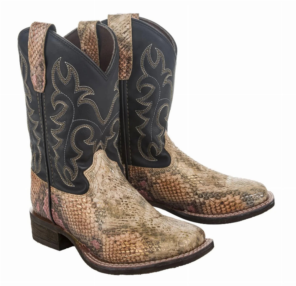 TuffRider Kid's Black Snake in My Boot Western Leather Boots, view 6