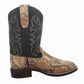 TuffRider Kid's Black Snake in My Boot Western Leather Boots with textured snake print and black upper shaft detailing