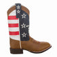 TuffRider Youth American Cowboy Western Boots - Classic Kids Western Riding Boots with American flag design on shaft