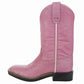 Tuffrider Children's Pink Glitter Western Boot with sparkly pink finish and dark brown sole, kids equestrian footwear.