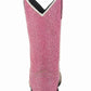 Tuffrider Children's Pink Glitter Western Boot viewed from the back showing glitter texture and black sole.