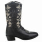 TuffRider Children's Black Floral Western Boot with detailed stitching and a sturdy heel for kids' equestrian style