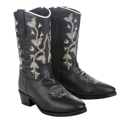TuffRider Youth Black Floral Western Boots, 4/1