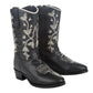 TuffRider Youth Black Floral Western Boots - Kids Cowboy Boots with Embroidered Design in black with detailed floral stitching