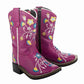 TuffRider Children's Floral Cowgirl Western Boot in purple with colorful floral embroidery and side zipper closure.