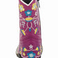 Youth Girls Western Cowgirl Boots - Floral Embroidered Riding Boots with Durable Rubber Outsole - TuffRider rear view