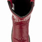 TuffRider Toddler Fire Red Floral Western Boots - Girls Square Toe Cowboy Boots showing top view of red boot with floral stitching