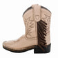 TuffRider Children's Tan Fringe Bootie with decorative stitching and dark brown suede fringe on the side