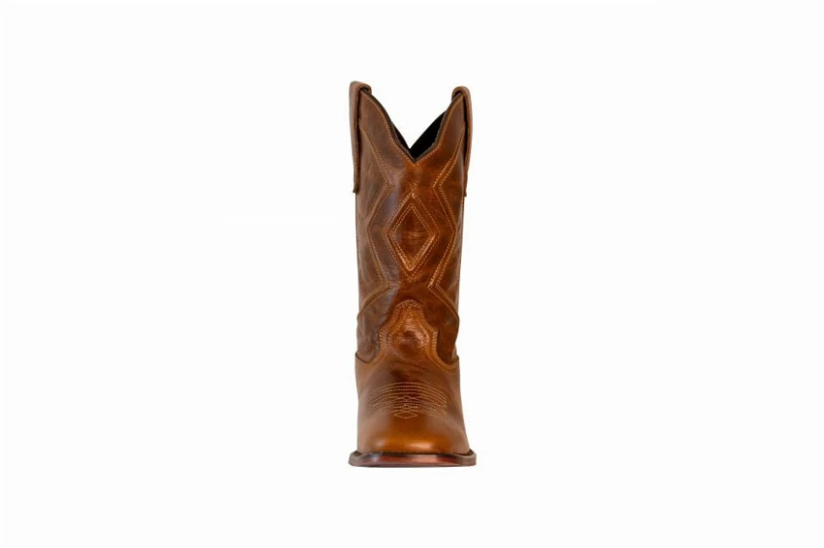TuffRider Ladies Colter Square Toe Western Boot in brown leather with detailed stitching on the upper shaft
