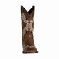 TuffRider Ladies Mormon Square Toe Western Boot in brown with cream floral embroidery and classic western design