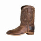 TuffRider Rocky Mountain Western Boots - Toddler Square Toe Cowboy Boots with Distressed Finish in brown leather